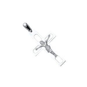 Pendentif croix de Jésus plaqué argent simplement classique bijoux de mode élégants avec diamant et accessoire de logo personnalisé en laiton - Product Image 3