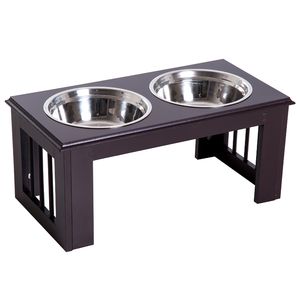 Dual <b>Bowl</b> <b>Dog</b> Feeding Station with <b>Raised</b> <b>Stand</b> and Removable Stainless Steel <b>Bowls</b> for Pets - Product Image 4