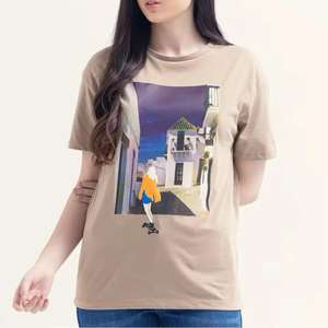 Venta al por mayor de las mujeres O-cuello Camisetas Top Cómodo Casual Camisa de manga corta Personalizado Impreso Color liso Camisetas de las mujeres - Product Image 1