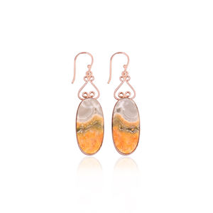 Pendientes de tuerca al por mayor con diseño de abeja, de jaspe, chapados en oro rosa, hechos a mano, joyería de diseñador, pendientes de moda - Product Image 1