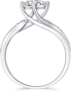 Anillos de compromiso de princesa para mujer Anillos de plata chapados en platino - Product Image 2