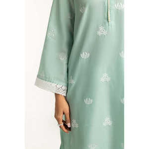 Traje de Verano de 3 Piezas Color Verde Mar para Mujer, Bordado con Schiffli - Product Image 5