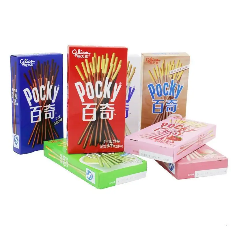 55G Hete Verkopende Pocky Stick Koekjes Snacks Chocoladekoekjes Eten Dubbele Chocoladestokje