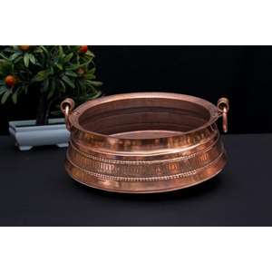 <b>Brush</b> Copper Round Pedicure Bowl Hammered Designing Decorative Spa Massage Bowl Foot Relaxation Feet Washing Bowl Copperware - Product Image 5