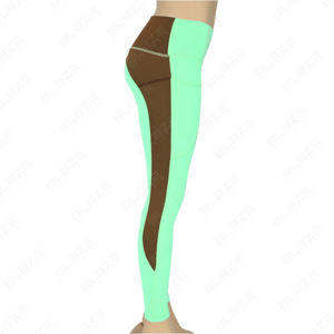 Blaze Fight Wear Leggings de Yoga de cintura alta sólida Cintura elástica Levantamiento de glúteos Pantalones de gimnasio Bolsillo de lazo lateral Crossover Absorbe el sudor - Product Image 5