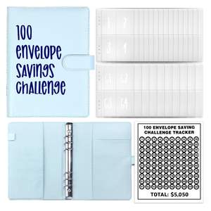 A5 and A6 Size PU <b>Leather</b> Budget <b>Binders</b> Cash Saving Embossed/Stamped High Quality Notebook for Filing Products - Product Image 5