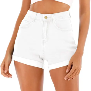 Short en jean femme taille haute respirant coton dentelle épissage vieilli jean court ceinture décoration style décontracté nouvel arrivage - Product Image 5