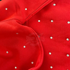 Nouveau sweat à capuche tendance pour homme grande taille, uni, hiver, avec strass et logo personnalisé, en tissu de coton respirant - Product Image 6