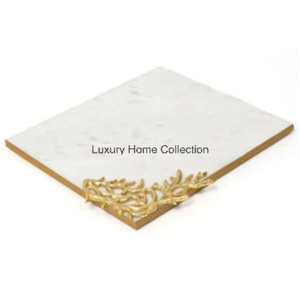 Bols en marbre tendance de l'industrie fantaisie plateau de service feuille de pierre naturelle élément de conception bordure couleur dorée table décorative - Product Image 1