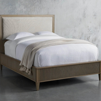 Lujosa cama tapizada moderna, de madera maciza Material, cama residencial tamaño King, muebles de cama para el hogar