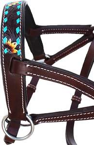 CHALLENGER Horse-brida lateral de cuero occidental Floral, sin bits, con rieles divididos, 77RS28BR - Product Image 3