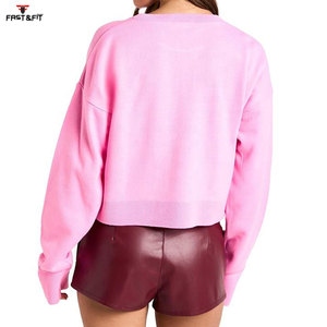 Venta al por mayor de alta calidad de algodón de gran tamaño liso ropa de mujer estilo casual sudadera con su propio logotipo - Product Image 2