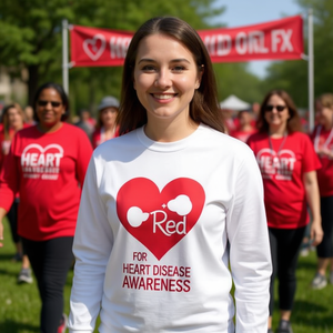 T-Shirt a Maniche Lunghe 'Go Red' per la Consapevolezza sulle Malattie Cardiache, Articolo Promozionale - Product Image 3