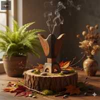 Brûleur de Bakhoor en Résine et Bois d'Acacia Premium 2026 – Encens Indien Religieux Coriandre Luxe pour la Maison et le Ramadan