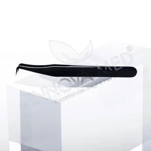 Ensemble de pinces à cils volume à pointe en fibre noire plasma à 90 degrés personnalisées Ensemble de pinces à cils en acier inoxydable de marque privée - Product Image 4