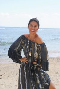 เดรสยาวผ่าข้างทรงหลวมสำหรับผู้หญิง, เดรสลำลองพิมพ์ลายดอกไม้ขนาดใหญ่พิเศษ6XL คอสวยสำหรับงานเลี้ยงอาหารค่ำ - Product Image 2