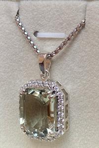 Collier d'améthyste verte naturelle avec belle chaîne italienne en argent élégant bijoux de pierres précieuses faits à la main pour les femmes cadeau - Product Image 3