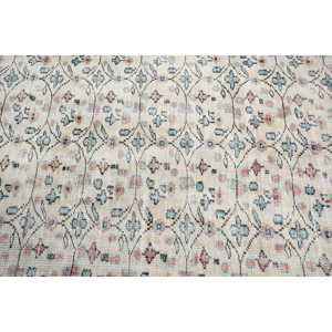 พรมตุรกีขนาด 4.1x7.5 ฟุต พรมวินเทจ พรมขนสัตว์ลายดอกไม้สีขาว - Product Image 5