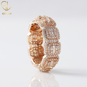 New Premium Quality 10k Gold Baguette & Round Lab Grown <b>Diamond</b> Wide Hip Hop Style Band Ring For Men - Product Image 2
