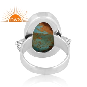 Meilleures ventes Bague de déclaration en argent sterling oxydé naturel Kingman Turquoise Gemstone Fabricant de bijoux personnalisés - Product Image 4