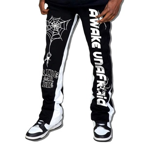 2024 pantalones de chándal acampanados más vendidos, ropa de calle para hombres, pantalones acampanados para correr de algodón 100% de alta calidad con estampado DTF para hombres - Product Image 6