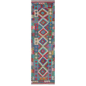 Alfombra Kilim de Maimana, Afganistán, 292 x 80 cm - Product Image 1