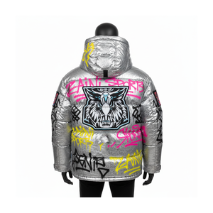 แจ็กเก็ตทรงปลาปักเป้าแฟชั่นสำหรับผู้ชายเสื้อแจ็กเก็ตลายกราฟฟิตีทำจากโพลีเอสเตอร์แบบพรีเมียมโลโก้ตามสั่งปักลายสำหรับผู้ชาย - Product Image 2