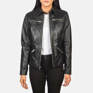 Chaqueta de Cuero Negro de Piel de Oveja Tomachi - Product Image 1