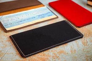 Personalized Checkbook Cover Leather Wallet and Holder Case Custom <b>Tan</b> or <b>Brown</b> Bridle Leather LCR-0012 - Product Image 5