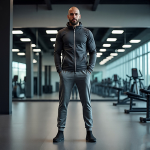 Survêtement d'entraînement de football pour hommes Survêtement à fermeture éclair pour hommes Jogging Fitness Wear Exercise Trucker Zipper Sweatsuit pour hommes - Product Image 6