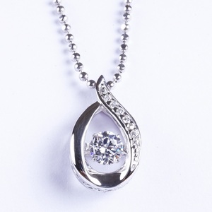 Collar con colgante de cadena de eslabones rellenos de oro de 10K Vintage, Zirconia cúbica, forma de lágrima con corte brillante para regalos de fiestas de boda - Product Image 3