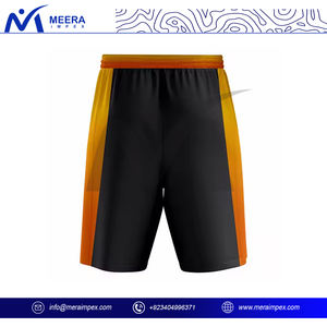 Pantalones cortos de malla de color negro y naranja sublimados para hombre de alta calidad personalizados, pantalones cortos de fitness sostenibles de cintura elástica media para hombre - Product Image 2