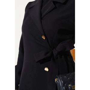 Cape à double boutonnage sur le côté Noir - Product Image 2