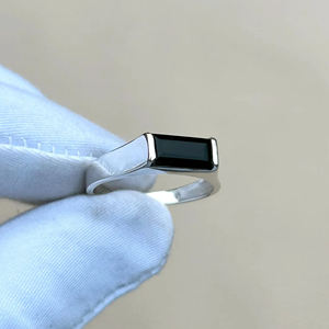 Anillo de sello para hombre Anillo de ónix negro natural Plata de Ley 925 Rectángulo Declaración Joyería Fábrica Venta al por mayor Fabricante personalizado - Product Image 5