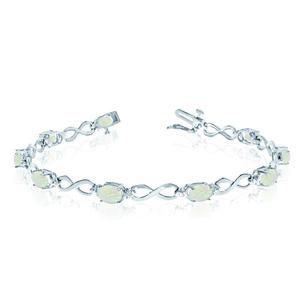 14k White Gold 4.53ct Oval Cut <b>Opal</b> & Diamond Infinity <b>Bracelet</b> - Product Image 1