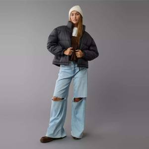 Veste matelassée grise courte chaude et légère pour femme | Parfait pour l'hiver décontracté, col rabattu, veste femme - Product Image 2