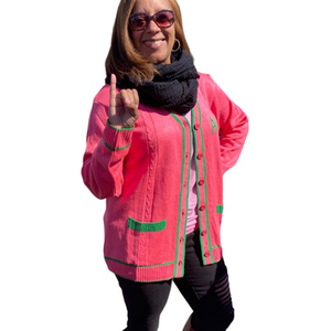 Nuevo suéter cárdigan de punto bordado y colores al por mayor personalizado AKA para hermandad fraternidad Universidad botón completo para Unisex - Product Image 2