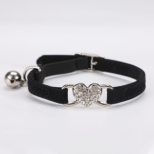 <span class=keywords><strong>Collar</strong></span> de nailon para mascotas para gatos, perros, agua, diamante, amor, franela, estampado de corazón, suave, cómodo con campana, decoración de cinta de estilo bonito - Product Image 4