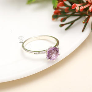 Bague en pierre précieuse améthyste naturelle 925 bijoux de mode classiques en argent sterling massif pour femmes pour mariages et fêtes Inde directe - Product Image 3