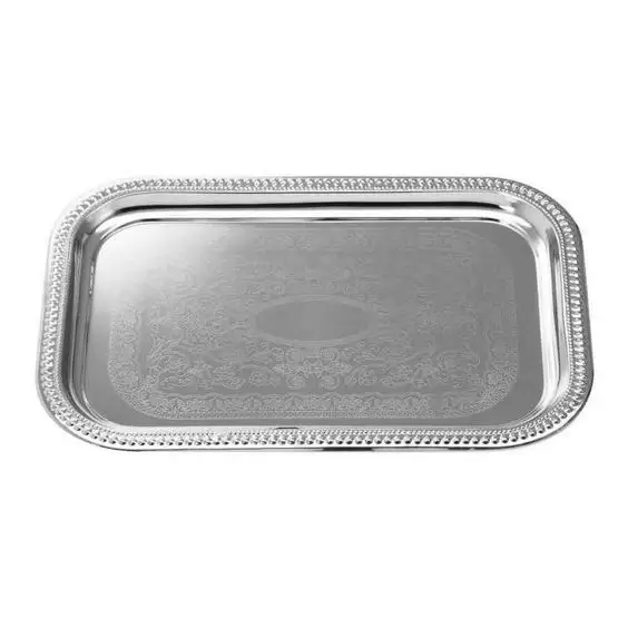 Vajilla de bandeja de servicio Premium martillada pequeña para bandeja de servicio decorativa de acero inoxidable para exhibir café y plato con impresión de logotipo