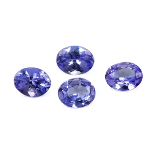 หินตัดสวยงาม Tanzanite 6X4มม. ได้รับการรับรองคุณภาพธรรมชาติสีฟ้าพลอยหลวมวัสดุสำหรับเครื่องประดับ