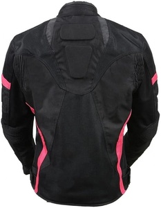 Blouson de moto pour homme personnalisé, noir et rose, en maille/ textile % nylon respirant, broderie 3D, manches longues, toutes saisons - Product Image 2