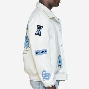 Chaqueta universitaria de alta calidad para hombre, chaqueta con letras de béisbol personalizadas con bordado de chenilla, venta al por mayor, manga de cuero PU Unisex - Product Image 2