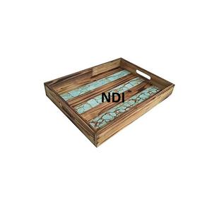 Bandeja de madera rectangular de diseño moderno para suministros de hotel y restaurante Bandejas de madera rectangulares para almacenamiento de desayuno - Product Image 1