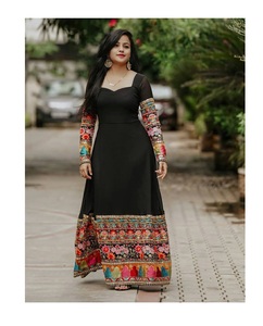 Vestido Anarkali para Mujer, Color Negro, Vestido de Fiesta Indio Anarkali, Vestido de Novia - Product Image 1