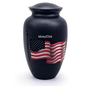 American flag cremation urn patriotic themed funeral urns aluminum metal military veteran memorial ashes adult cremation urns - Product Image 3