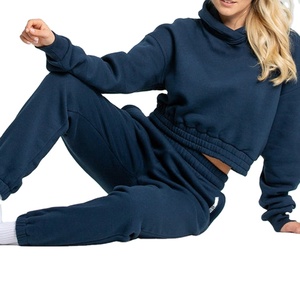 Conjunto personalizado de 2 piezas para mujer, Sudadera con capucha corta de Color sólido con cordón con cremallera y logotipo estampado de manga larga, sudaderas 2026 - Product Image 6