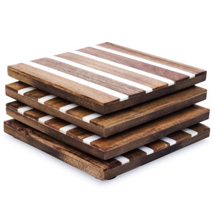 Wooden Multicolor Decorative Solid Wood Tea coaster Insulation Pad Custom Coasters Home and Kitchen - Product Image 5