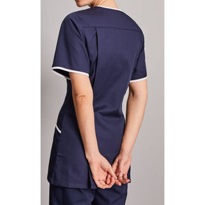Venta al por mayor personalizado hombres Hospital uniforme enfermería Scrubs Tops cuello vuelto blanco tubería cuidado de la salud enfermera túnica - Product Image 4
