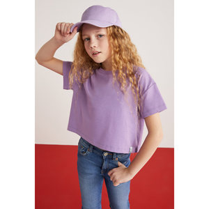 GRIMELANGE Camiseta de manga corta 100% algodón para niñas, camiseta infantil con etiqueta decorativa - Product Image 5
